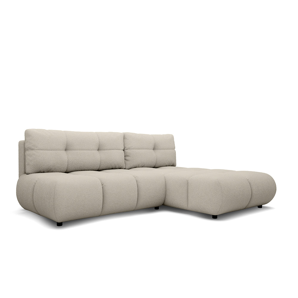 Milorya Corner Sofa Bed DL 230 cm, Modern Style – Right-sided, Cool Beige (NOW OR NEVER 06)