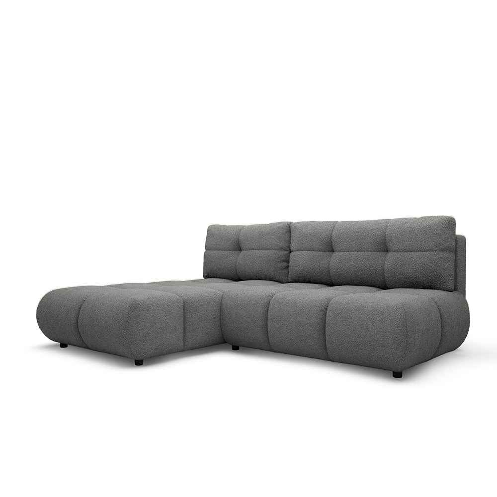 Milorya Corner Sofa Bed DL 230 cm, Modern Style – Left-sided, Stone Graphite (NOW OR NEVER 92)