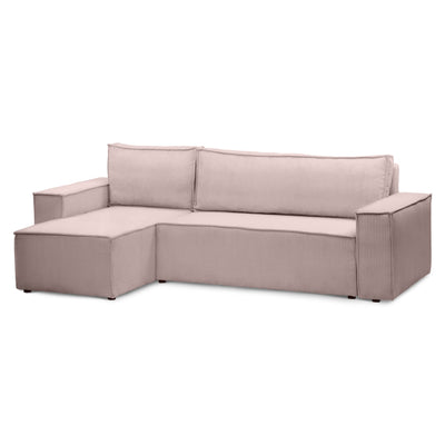 Agi 3 Seater Reversible Corner Sofa Bed 200x142–154, Loft Style – Dusty Pink (POSO 52), Universal