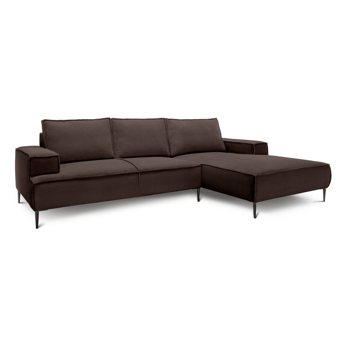 May 3 Seater Corner Sofa 275 cm, Modern Classic Style – Dark Walnut (POSO 06), Right-handed