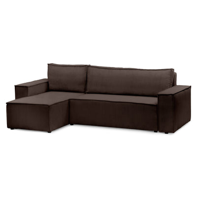 Agi 3 Seater Reversible Corner Sofa Bed 200x142–154, Loft Style – Dark Walnut (POSO 06), Universal