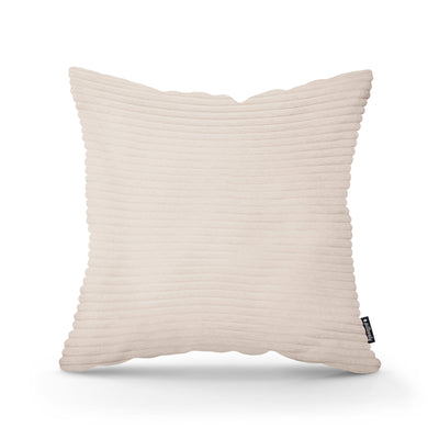 Wide Corduroy Decorative Cushion 45x45 cm, Scandinavian and Boho Style – Ivory (POSO 105)