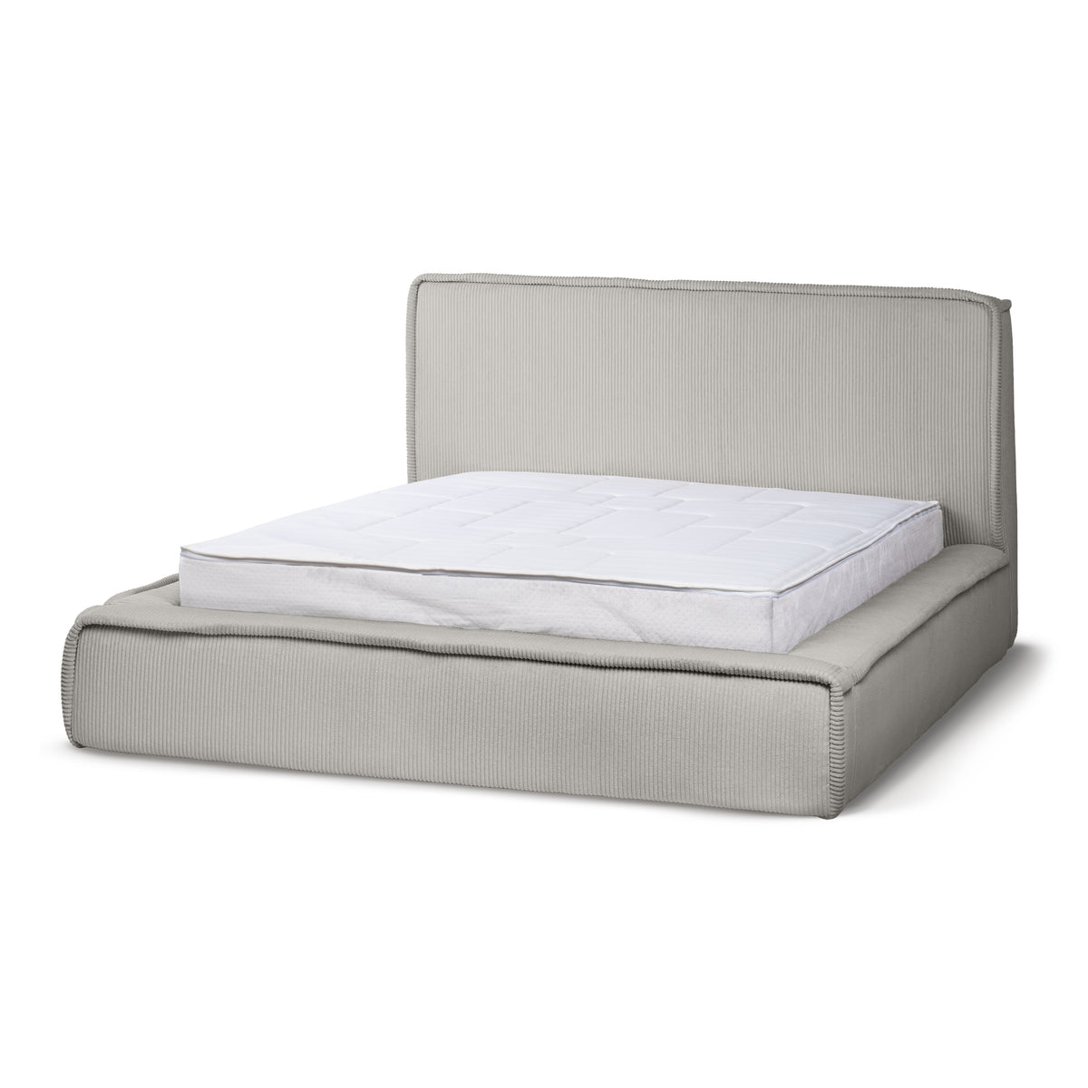 Gryby Upholstered Ottoman Bed with Storage, Classic Style – Ash White (POSO 110), 200
