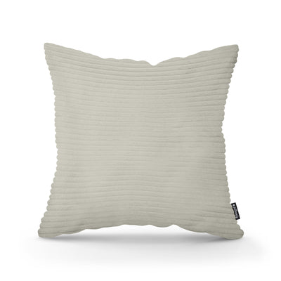 Wide Corduroy Decorative Cushion 45x45 cm, Scandinavian and Boho Style – Gray Linen (POSO 140)