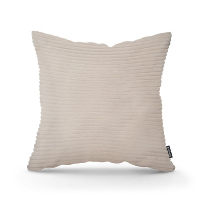 Wide Corduroy Decorative Cushion 45x45 cm, Scandinavian and Boho Style – Porcelain Beige (POSO 38)