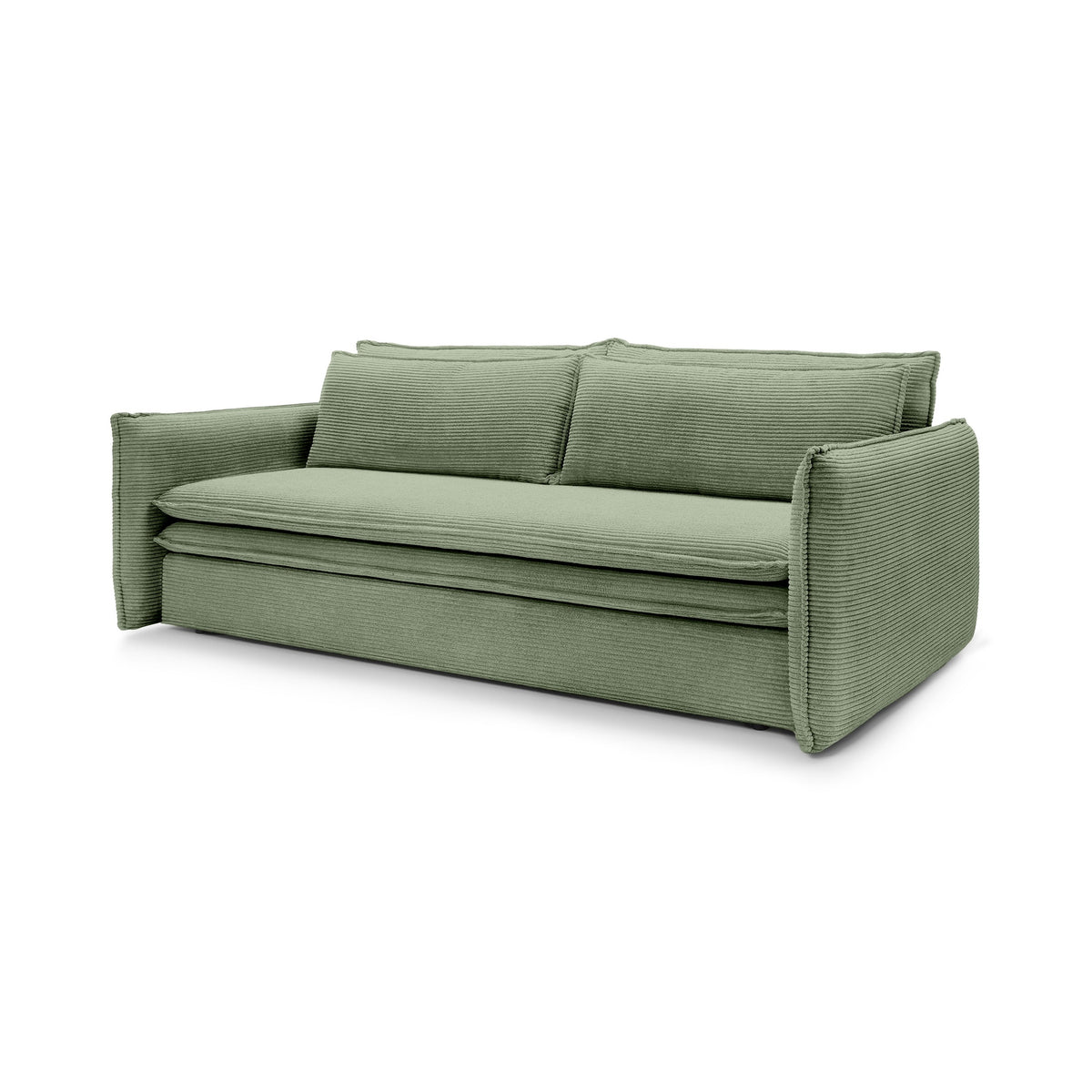 Lily Corduroy Sofa Bed 140x200 with Storage – Gray-Green (POSO 47)