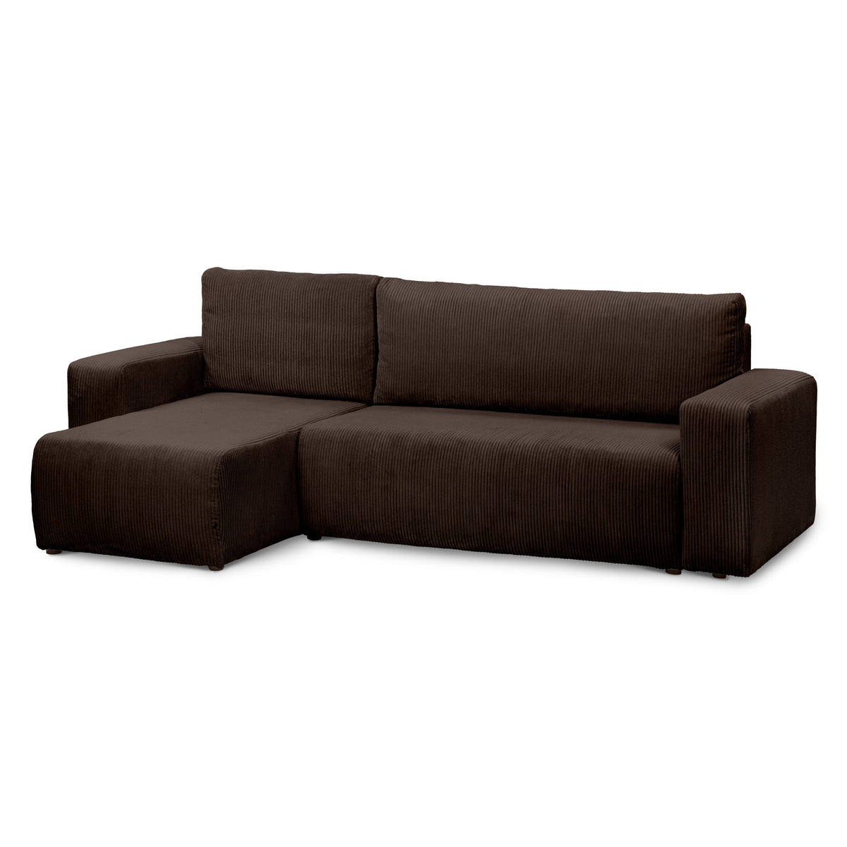 Kingi 3 Seater Reversible Corner Sofa Bed 200x142–154, Loft Style – Dark Walnut (POSO 06), Universal