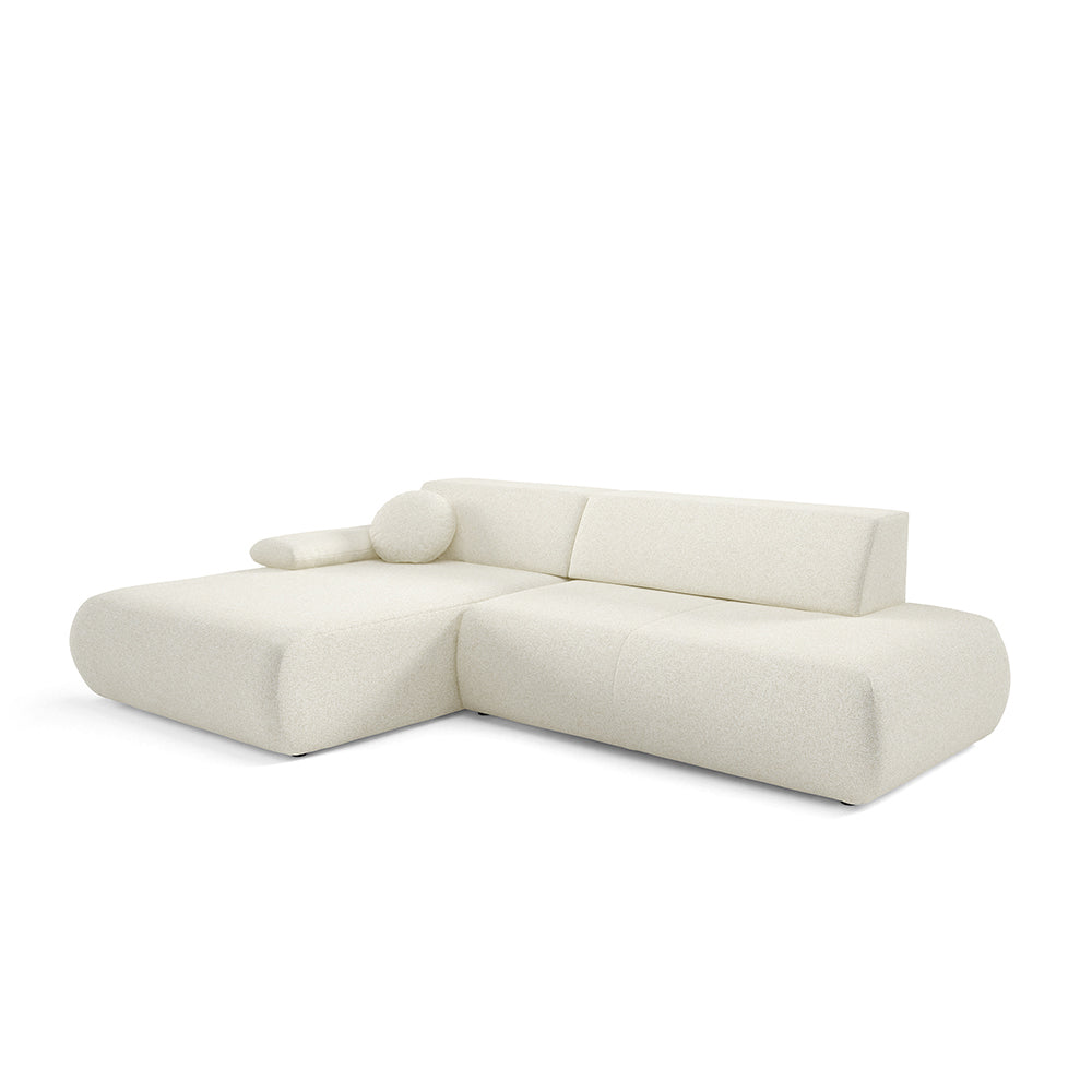 Puentro 4 Seater Corner Sofa Bed, Minimalist Style – Left, Pearl Morning White (PUENTE 03)