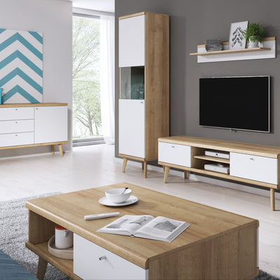 Lato Coffee Table 107x46 cm with Drawer, Scandinavian Style – in a room setting