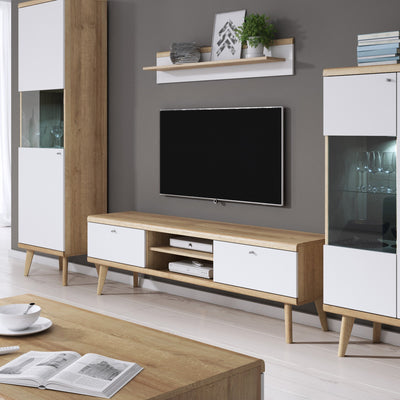 Lato TV Unit / TV Stand 160x50, Scandinavian Style – in a room setting