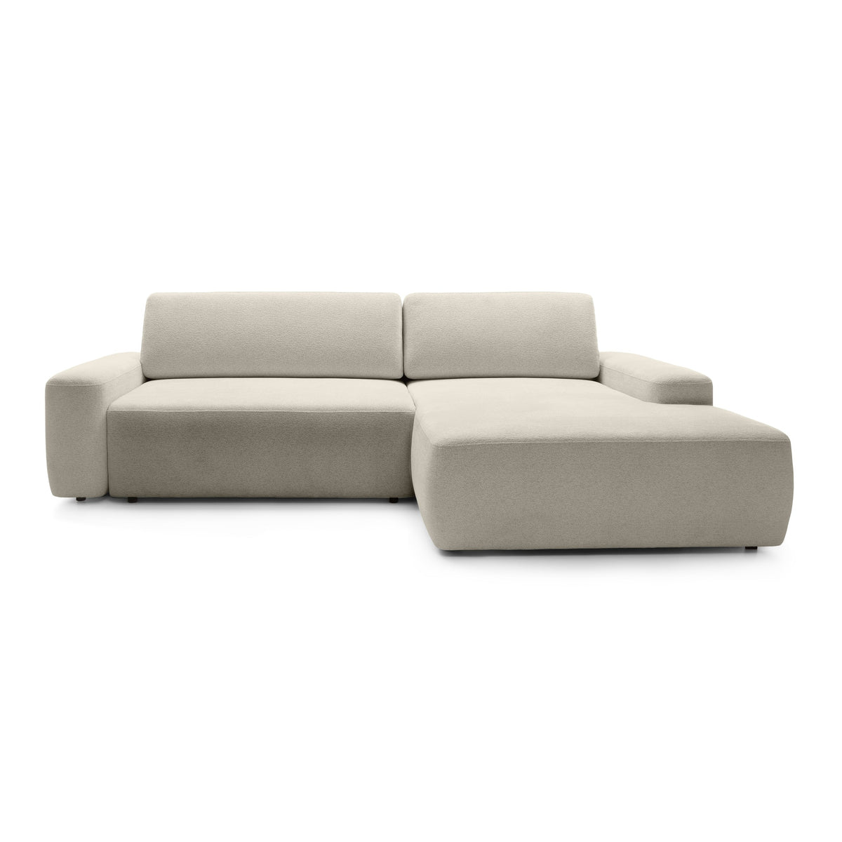 Bamby 3 Seater Corner Sofa Bed 125x210, Modern Style – Right-hand, Sand Silk (RAVEN 28)