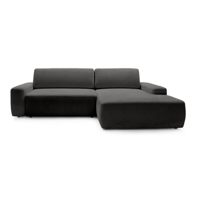 Bamby 3 Seater Corner Sofa Bed 125x210, Modern Style – Right-hand, Black Velvet (RAVEN 07)