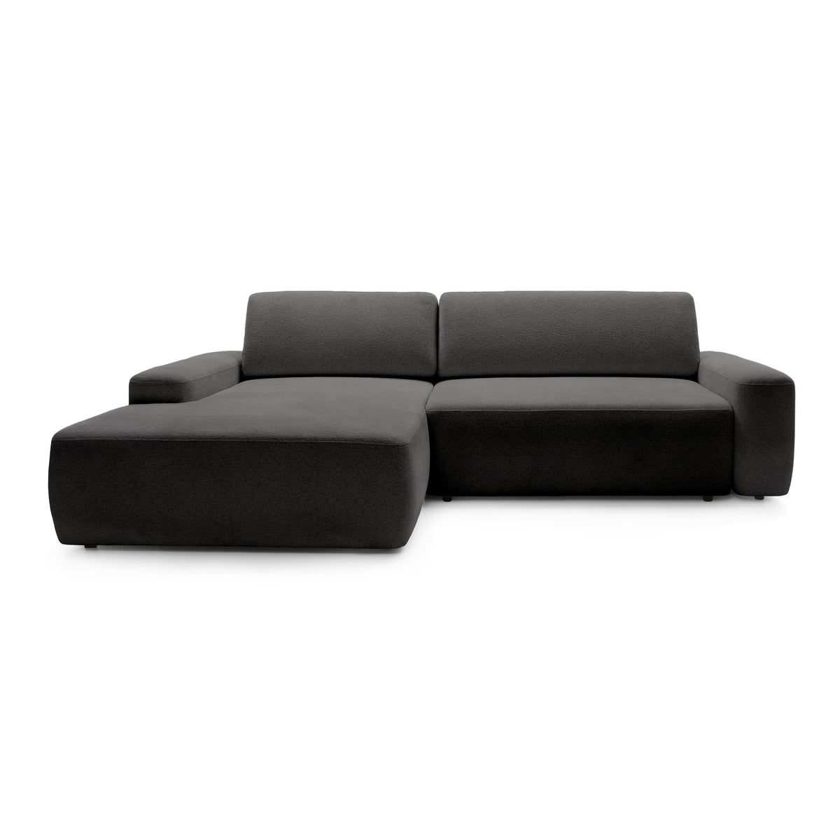 Bamby 3 Seater Corner Sofa Bed 125x210, Modern Style – Left-hand, Black Velvet (RAVEN 07)