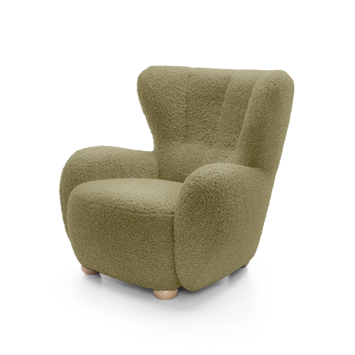 Tedi Armchair 88 cm, Scandinavian Style – Honey Moss (ROLF 13), Beech