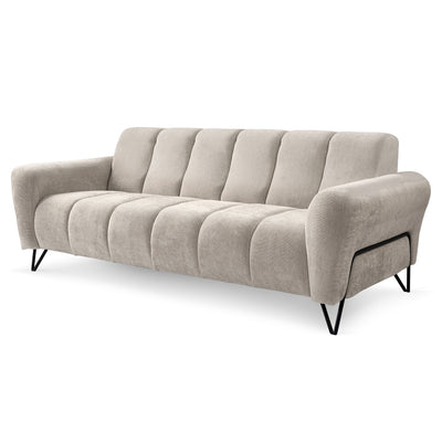 Nellia 3 Seater Sofa for Living Room, Soft Style, Storm Fabric – Light Mist (STORM 02)