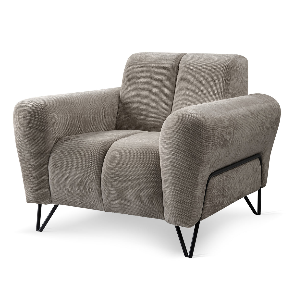 Nellia Upholstered Armchair, Modern Style, Storm Fabric – Grey Beige (STORM 09)