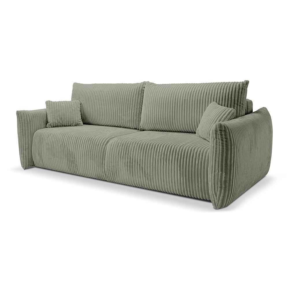 Alloro 3 Seater Sofa Bed 145x200 with Storage, Modern Style – Stone Sage (TILIA 37)
