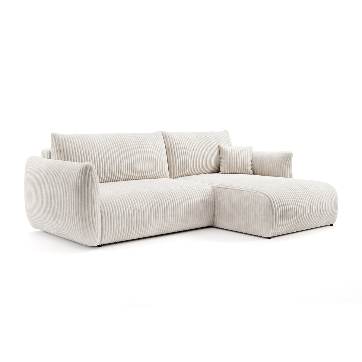 Alloro Corner Sofa Bed 257 cm, Modern Style – Right-sided, Powder Pearl (TILIA 01)
