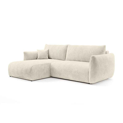 Alloro Corner Sofa Bed 257 cm, Modern Style – Left-sided, Cream Fluff (TILIA 03)