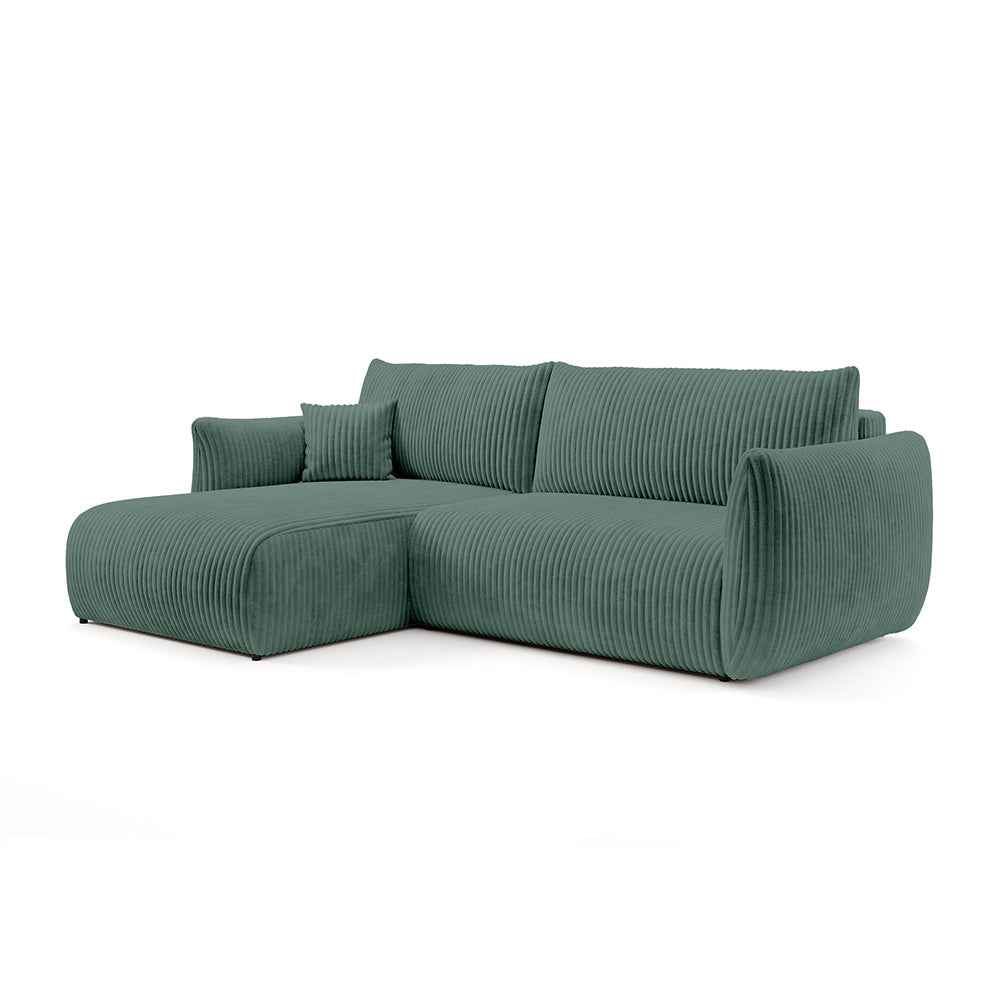 Alloro Corner Sofa Bed 257 cm, Modern Style – Left-sided, Fern Shadow (TILIA 39)