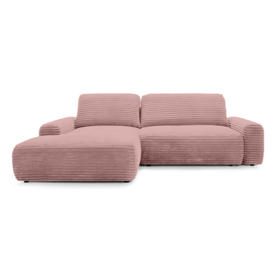 Dori Corner Sofa Bed with Storage 125x200, Modern Style – Left-sided, Porcelain Pink (TILIA 62)