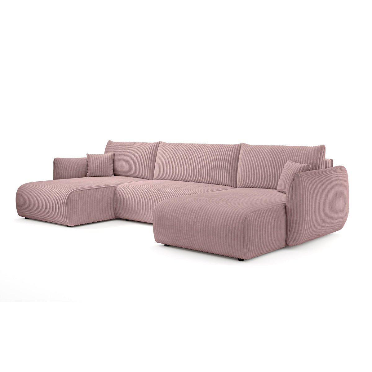 Alloro U Shaped Corner Sofa Bed with Storage, Sleeping Area 145x302 – Porcelain Pink (TILIA 62)