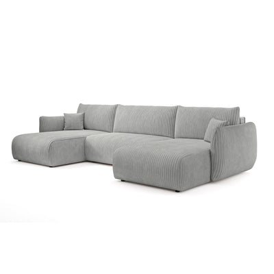 Alloro U Shaped Corner Sofa Bed with Storage, Sleeping Area 145x302 – Rainy Morning (TILIA 86)