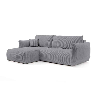 Alloro Corner Sofa Bed 257 cm, Modern Style – Left-sided, Gray Horizon (TILIA 90)