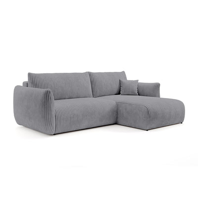 Alloro Corner Sofa Bed 257 cm, Modern Style – Right-sided, Gray Horizon (TILIA 90)