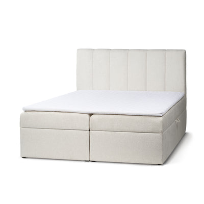 Stavy Continental Divan Bed with Topper and Storage, Scandinavian Style – Pearl Stone (TORO 140), 200