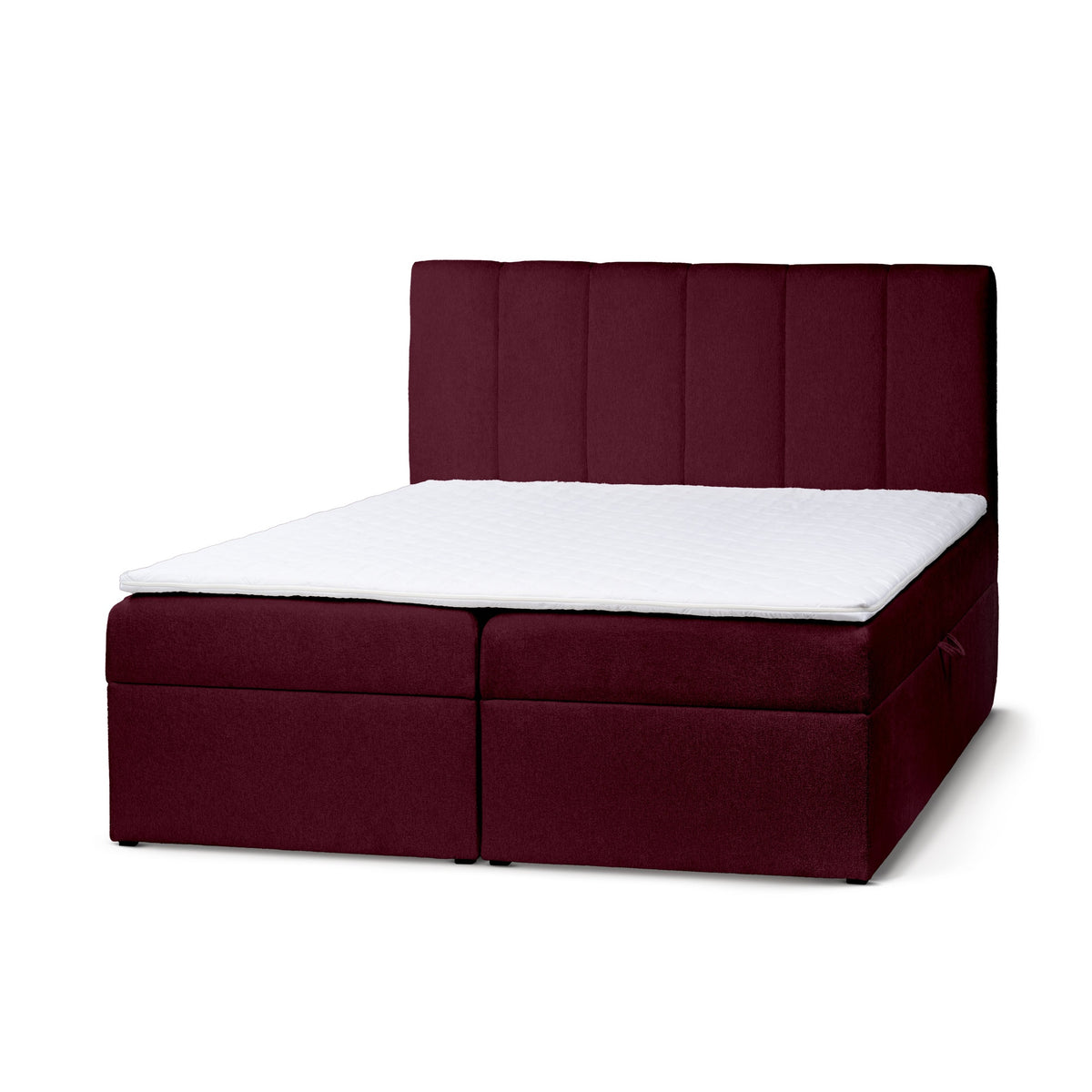 Stavy Continental Divan Bed with Topper and Storage, Scandinavian Style – Dark Burgundy (TORO 160), 200