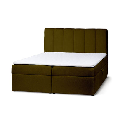 Stavy Continental Divan Bed with Topper and Storage, Scandinavian Style – Peat Brown (TORO 90), 200