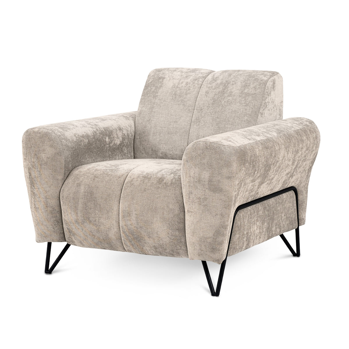 Nellia Upholstered Armchair for Living Room, Vega Fabric – angled view | Pillovely