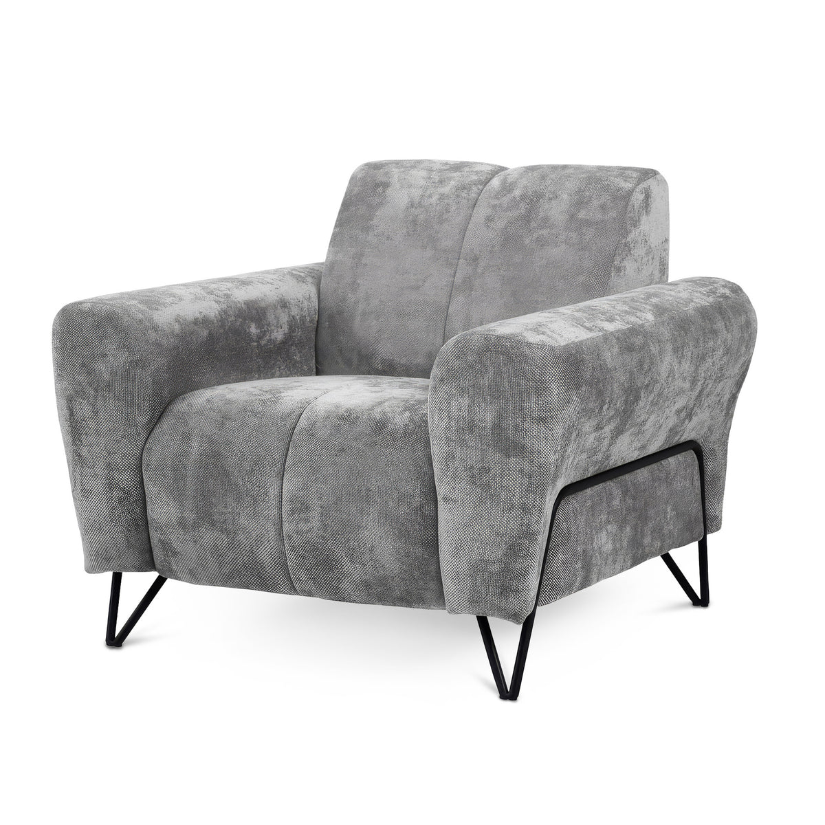Nellia Upholstered Armchair for Living Room, Vega Fabric – Silver Stone (VEGA 13)