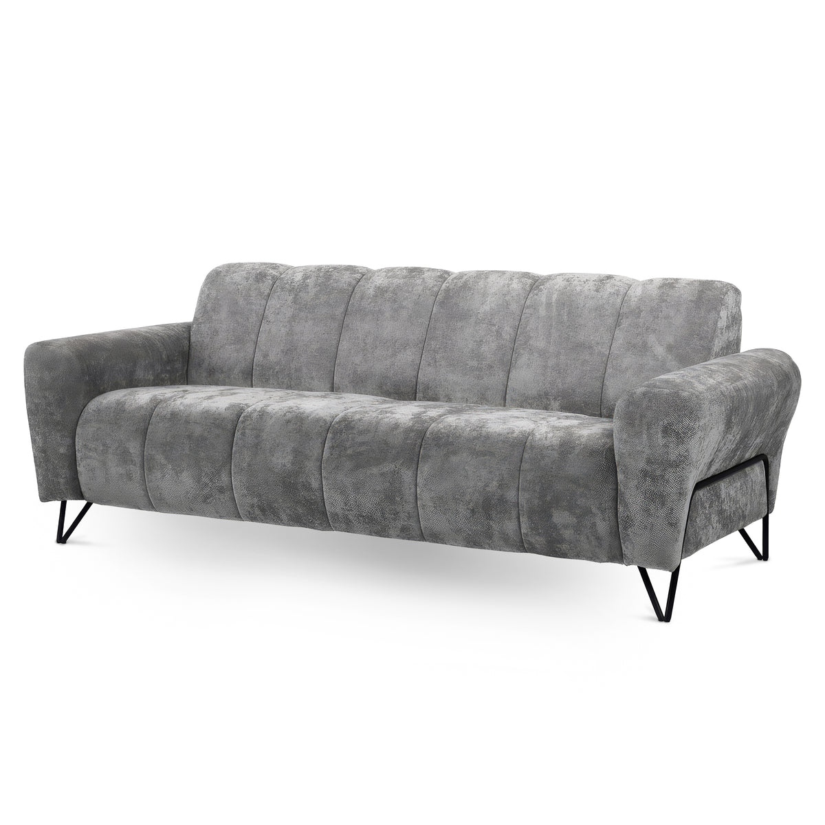 Nellia 3 Seater Sofa for Living Room, Modern Style, Vega Fabric – Silver Stone (VEGA 13)