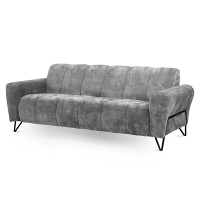 Nellia 3 Seater Sofa for Living Room, Modern Style, Vega Fabric – Silver Stone (VEGA 13)