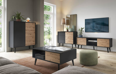 Las Sideboard with Doors 104x125, Industrial Style – in a room setting