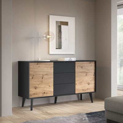 Las Sideboard with Drawers and Doors 154x83, Loft Style – in a room setting