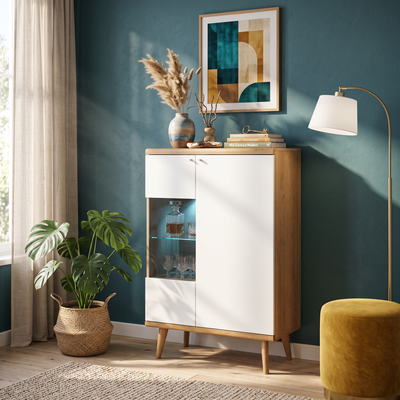Lato Glass Display Cabinet 90x134 cm – in a room setting
