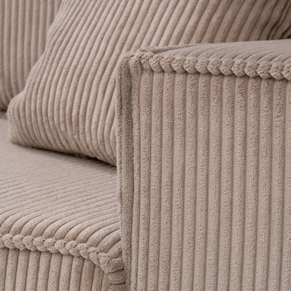 Klara Reversible Corner Sofa Bed with Storage and Pouffe, Modern Style – close-up of details and texture