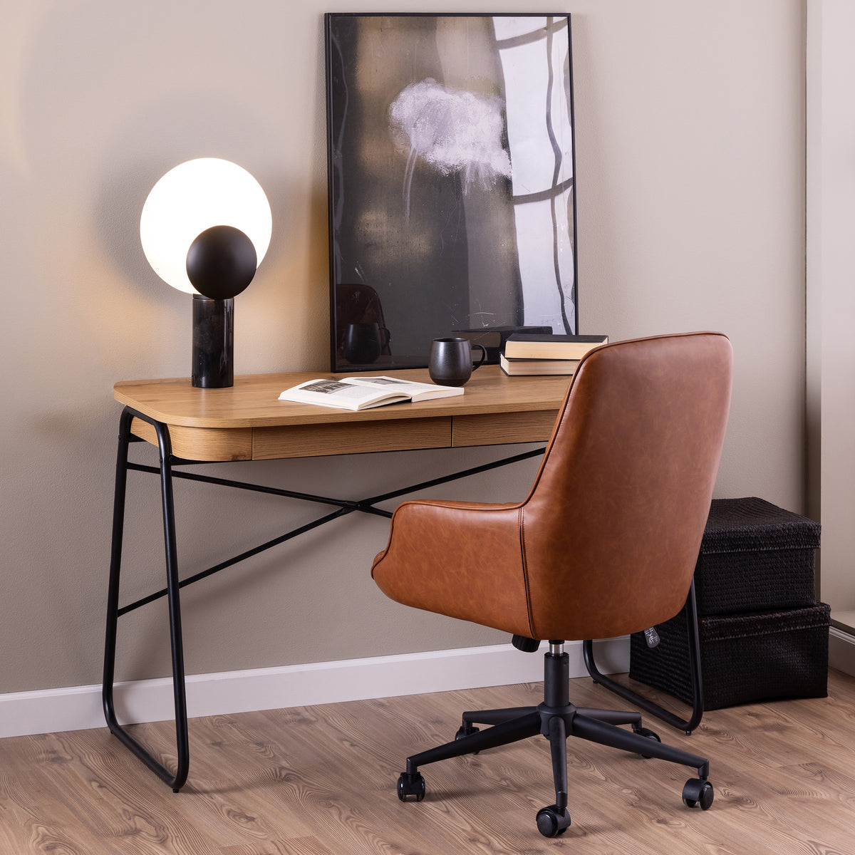 Astel Desk 120x60 with 2 Drawers, Modern Style – in a room setting