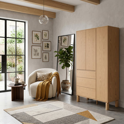 Fjord Spacious Wardrobe 110x197, Scandinavian Style – in a room setting