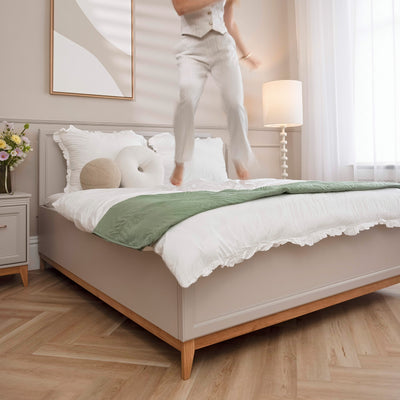 Serena Ottoman Bed with Storage and Decorative Headboard 140x200 and 160x200, Modern Classic Style – in a room setting