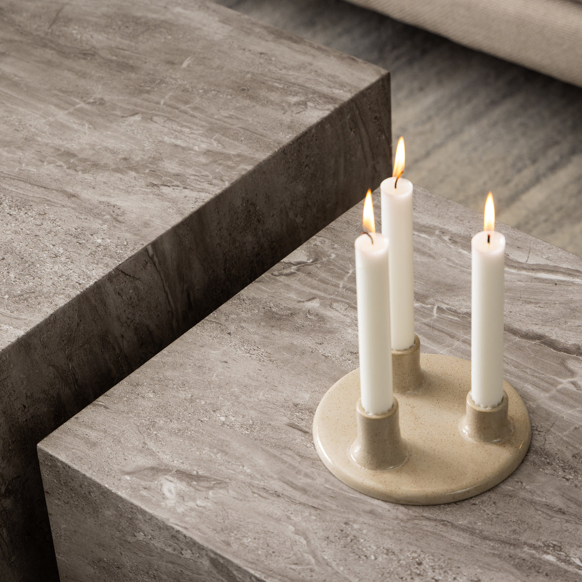 Segmento Set of 2 Coffee Tables with Stone Effect, Modern Style – in a room setting