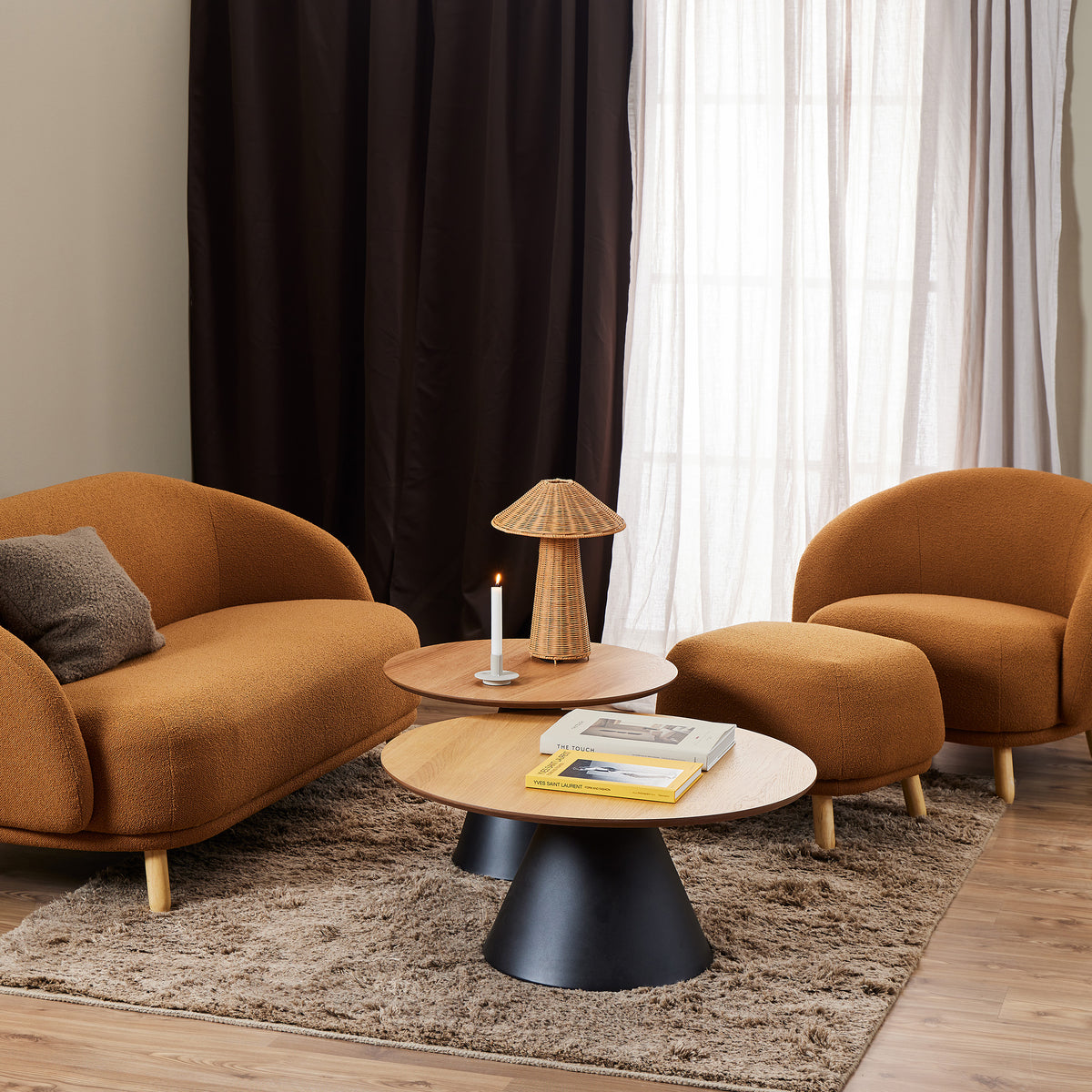 Talin Round Coffee Table Ø85 cm, Soft Loft Style – in a room setting