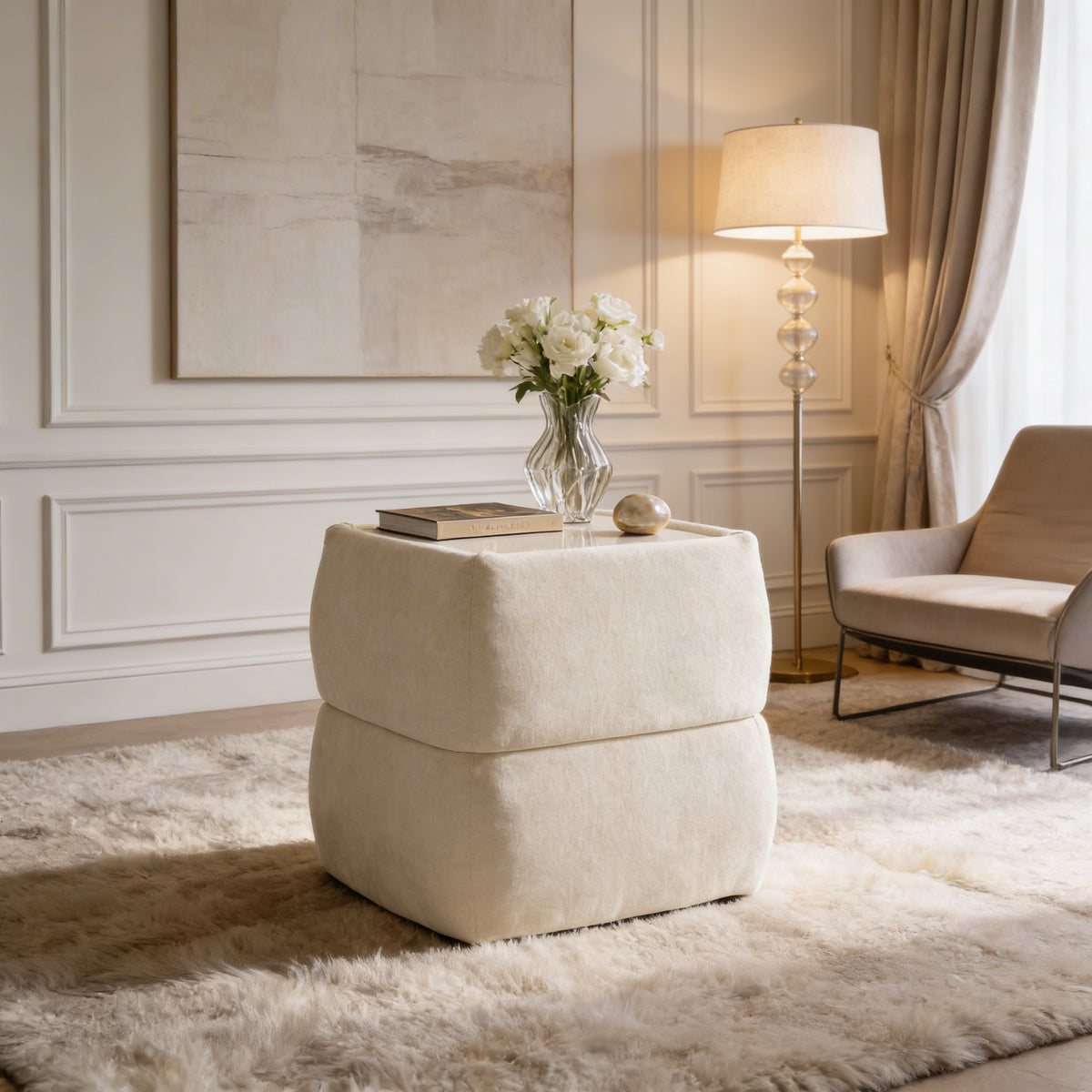 Puffra Bedside Table 47x53 Without Drawers, Minimalist Style – in a room setting