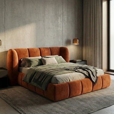 Ventara Upholstered Ottoman Bed with Vertical Tufting and Storage 140x200, 160x200 and 180x200, Soft Modern Style – in a room setting