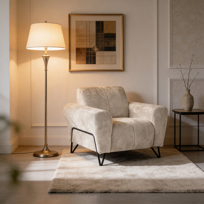 Nellia Upholstered Armchair for Living Room, Vega Fabric – in a room setting