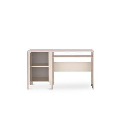 Bureau EKLIPSO 135x78 avec placard verrouillable de style moderne, coloris cachemire - intérieur après ouverture | Pillovely