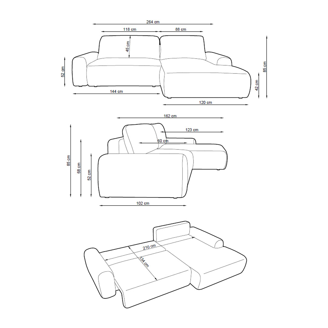 Dori Corner Sofa Bed with Storage 125x200, Modern Style – photo 7